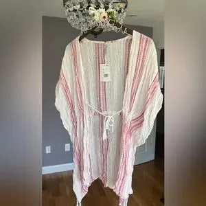 Pink Raviya Raviya | Swim | Raviya Pink White Swim Cover Up | Poshmark
